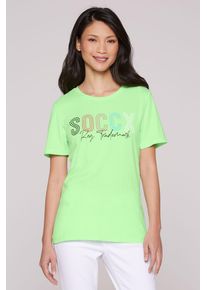 SOCCX Damen Rundhalsshirt, grün, casual, Gr. XXXL, bedruckt, Material: 62% Polyester, 33% Baumwolle, 5% Elasthan, Shirts, mit Necktape