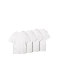 Tom Tailor Herren T-Shirt, weiß, casual, Gr. M, unifarben, Single Jersey, Obermaterial: 100% Baumwolle, Shirts, in 4er Packung