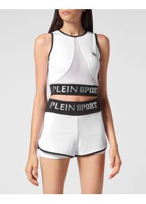 Plein Sport Damen Lauftop "Sport Top", weiß, Gr. XXL, Obermaterial: 90% Polyester, 10% Elasthan, Tops
