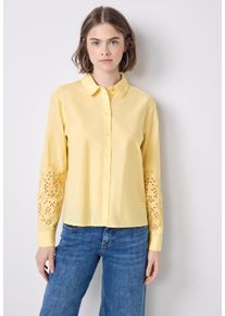 Damen Hemdbluseblend gelb, casual, Gr. 42, STREET ONE STUDIO, unifarben, Web, 100% Baumwolle, Blusen, aus reiner Baumwolle
