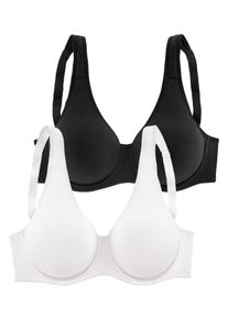 Petite Fleur Damen T-Shirt-BH, Gr. 75, schwarz-weiß, Jersey, Obermaterial: 90% Baumwolle, 10% Elasthan, klassisch, BHs, mit Bügel, ohne Schale
