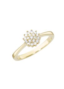 Luigi Merano Damen Diamantring "Blüte mit Brillanten, Gold 585", 54, SI = kleine Einschlüsse, Gelbgold 585, weiß, Gelbgold 585, Fingerringe