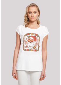 F4NT4STIC Damen T-Shirt "Stay Merry And Bright Hippie Santa", weiß, casual, Gr. XXXL, Obermaterial: 100% Baumwolle, Shirts, Premium Qualität,