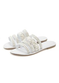 Lascana Damen Pantolette "Sandale, Sommerschuh, Mule", Gr. 37, weiß, Obermaterial: 100% Textilmaterial. Futter: 100% Ziegenleder. Decksohle: 100%