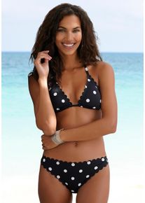 Lascana Damen Bikini-Hose "Jada", schwarz-weiß, Gr. 34, gepunktet, Polyamid, Badehosen, in knapper Brasilien-Form mit Muschelkante