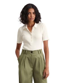 Marc O'Polo MARC O'POLO Damen Poloshirt "aus Stretch-Jersey", weiß, casual, Gr. M, unifarben, Obermaterial: 97% Baumwolle, 3% Elasthan, Shirts