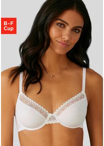 Lascana Damen Bügel-BH, Gr. 90, weiß, Jersey, Spitze, Obermaterial: 83% Baumwolle, 11% Polyamid, 6% Elasthan, Basic, BHs, aus Bio-Baumwolle