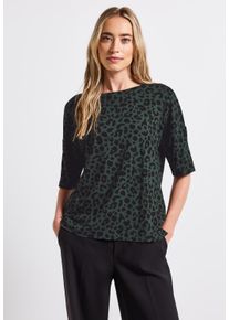 Street One Damen T-Shirt, grün, casual, Gr. 44, animal-print, Stoff, 95% Viskose, 5% Elasthan, Shirts, aus elastischem Materialmix