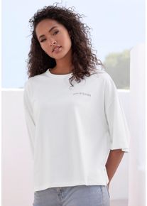 Damen Oversize-Shirt "mit hochwertiger Logostickerei", weiß, casual, Gr. L, Copenhagen Studios, unifarben, Single Jersey, Obermaterial: 100%