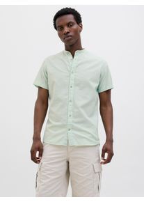 Jack & Jones JACK & JONES Herren Kurzarmhemd "JJESUMMER BAND SHIRT SS SN", grün, modisch, Gr. M, unifarben, Web, Obermaterial: 83% Baumwolle, 17% Leinen, Hemden,