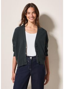 Cecil Damen Cardiganslate khaki, casual, Gr. L, unifarben, Web, 100% Baumwolle, Strickjacken, aus reiner Baumwolle