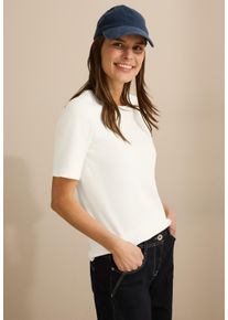 Cecil Damen T-Shirt, weiß, Basic, Gr. S, unifarben, Web, 95% Baumwolle, 5% Elasthan; grey melange: 68% Baumwolle, 28% Polyester, 4% Elasthan, Shirts,