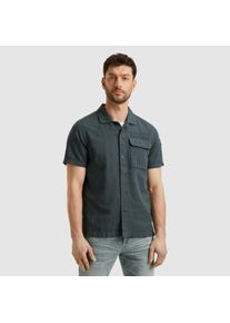 PME-Legend PME LEGEND Herren Kurzarmhemd "Short Sleeve Shirt Ctn linen", grün, casual, Gr. XXXL, unifarben, Web, Obermaterial: 65% Baumwolle, 35% Leinen,