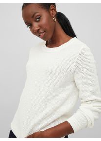 Vila Damen Rundhalspullover "VIDALO O-NECK L/S KNIT TOP- NOOS", weiß, modisch, Gr. XL, unifarben, Feinstrick, Obermaterial: 100% Baumwolle, Pullover