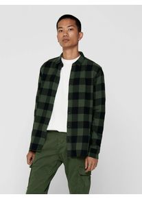 Only & Sons ONLY & SONS Herren Karohemd "GUDMUND LS CHECKED SHIRT", grün, modisch, Gr. S, kariert, Web, Obermaterial: 100% Baumwolle, Hemden