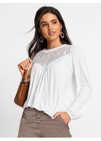 Inspirationen Damen Spitzenshirt "Shirt", weiß, Gr. 46, unifarben, 95% Viskose, 5% Elasthan, Shirts