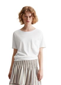 Marc O'Polo Damen T-Shirt "aus softem Organic Cotton", weiß, Gr. S, MARC O'POLO DENIM, unifarben, Obermaterial: 100% Baumwolle, Shirts