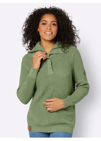 Casual Looks Damen Troyer "Troyer-Pullover", grün, Gr. 40, unifarben, 50% Baumwolle, 50% Polyacryl, Pullover