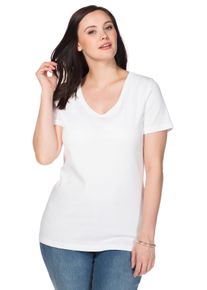 sheego Damen T-Shirt "T-Shirt", weiß, Gr. 44, unifarben, 100% Baumwolle, Shirts