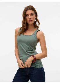 Véro Moda VERO MODA Damen Tanktop "VMMAXI MY LACE LONG TANK JRS NOOS", grün, modisch, Gr. XL, unifarben, Jersey, Spitze, Obermaterial: 95% Baumwolle, 5%