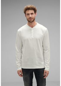 Street One MEN Herren Langarmshirt, weiß, casual, Gr. XL, unifarben, Web, 100% Baumwolle, Shirts, mit Knopfleiste
