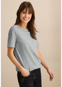 Cecil Damen Rundhalsshirtslate khaki, Basic, Gr. XXL, gestreift, Web, 100% Baumwolle, Shirts, aus reiner Baumwolle