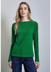 Street One Damen Langarmshirt, grün, casual, Gr. 42, unifarben, Web, 57% Baumwolle, 38% Polyester, 5% Elasthan, Shirts, im soften Baumwoll-Mix