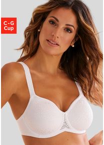 Lascana Damen Minimizer-BH, Gr. 70, weiß, Spitze, Microtouch, Obermaterial: 88% Polyamid, 12% Elasthan, elegant, BHs, mit Bügel aus schimmernder