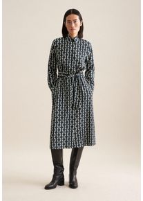 Seidensticker Damen Sommerkleid "Schwarze Rose", grün, Gr. 42, bedruckt, 100% Viskose, Kleider, Langarm Kragen Druck