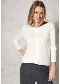 Cecil Damen Langarmshirt, weiß, casual, Gr. XXL, unifarben, Stoff, Web, 50% Modal, 50% Baumwolle, Shirts, Rundhalsausschnitt
