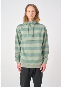 Cleptomanicx Herren Kapuzensweatshirt "Hooded Stripe", grün, casual, Gr. S, gestreift, mehrfarbig, 100% Baumwolle, Sweatshirts, mit praktischem