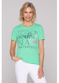 SOCCX Damen Rundhalsshirt, grün, casual, Gr. XXL, bedruckt, Material: 100% Baumwolle, Shirts, aus Baumwolle