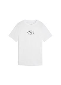 Puma Kinder T-Shirt "SPORT RIB COLLAR TEE B", weiß, sportlich, Gr. 140, bedruckt, Jersey, Obermaterial: 100% Baumwolle, Shirts