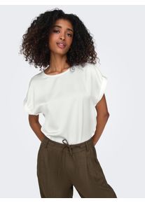 Only Damen Kurzarmshirt "ONLLIEKE S/S SATIN MIX TOP WVN NOOS", weiß, modisch, Gr. S, unifarben, Web, Obermaterial: 100% Polyester, Shirts