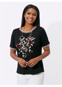 Inspirationen Damen Kurzarmshirt "Rundhals-Shirt", schwarz, Gr. 38, gemustert, mehrfarbig, bedruckt, 50% Baumwolle, 50% Modal, Shirts