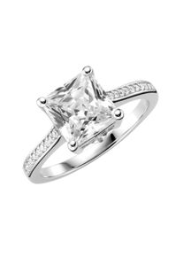 Damen Silberring "mit schwarzen, hellblauen oder weißen Zirkonia, Silber 925", 50, Silber 925 (Sterlingsilber), weiß, Giorgio Martello MILANO, Silber