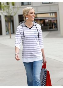 Ambria Damen 3/4-Arm-Shirt "Shirt", weiß, Gr. 42, gemustert, gestreift, unifarben, 100% Baumwolle, Webware:50% Baumwolle, 50% Polyester, Shirts