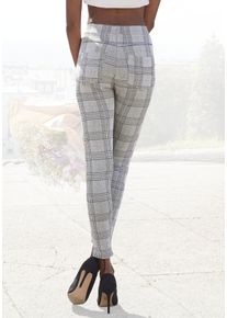 Lascana Damen Leggings, Gr. 32, grün, Obermaterial: 49% Viskose, 48% Polyester, 3% Elasthan, Glencheckmuster, Ajourstrickmuster, klassisch, Hosen,