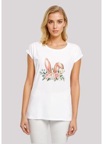 F4NT4STIC Damen T-Shirt "Blumen Osterhasen Ohren Dekor", weiß, casual, Gr. 4XL, Obermaterial: 100% Baumwolle, Shirts, Premium Qualität