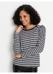 Inspirationen Damen Rundhalsshirt "Shirt", schwarz-weiß, Gr. 36, gemustert, Hahnentrittmuster, 95% Baumwolle, 5% Elasthan, Shirts
