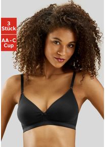 Petite Fleur Damen Bralette-BH, Gr. 90, schwarz-weiß, Jersey, Obermaterial: 75% Baumwolle, 15% Elasthan, 10% Polyester, Basic, BHs, ohne Bügel im