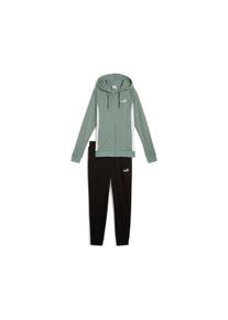 Puma Damen Trainingsanzug "HOODED SWEAT SUIT TR CL", grün, sportlich, Gr. XS, unifarben, Sweatware, Obermaterial: 68% Baumwolle, 32% Polyester,