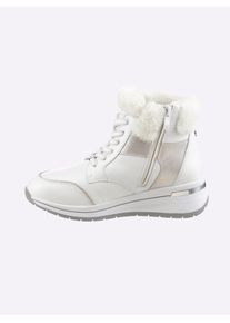 Caprice Damen Stiefelette, Gr. 42, weiß, Glattleder, Veloursleder, sportlich, Schuhe