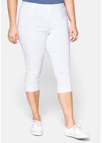 sheego Damen 3/4-Hose, weiß, Gr. 46, unifarben, 70% Viskose, 25% Polyamid, 5% Elasthan, Hosen