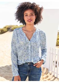 Heine Damen Crinklebluse, grün, Gr. 44, gemustert, Paisley, 100% Viskose, Blusen