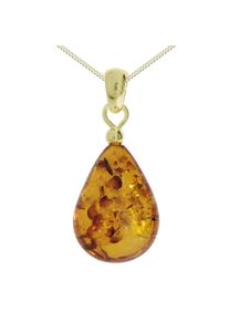 OSTSEE-SCHMUCK Damen Kette mit Anhänger "OSTSEE-SCHMUCK Kette mit Anhänger Tropfen flach, ca. 20 mm lang", 42cm, Silber 925 (Sterlingsilber), L: