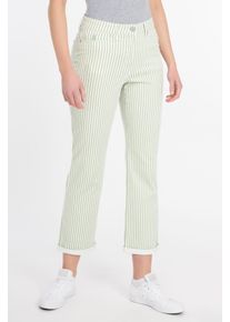 Recover Pants Damen Stoffhose "Frieda", grün, Gr. 46, gestreift, 92% Baumwolle;5% Polyester;3% Elasthan, Hosen, im 5-Pocket-Style