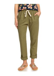 Roxy Damen Cargohose "On The Seashore", grün, Gr. XS, 55% Leinen, 45% Viskose, Hosen