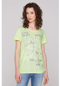 SOCCX Damen Rundhalsshirt, grün, casual, Gr. XS, bedruckt, Material: 100% Baumwolle, Shirts, aus Baumwolle