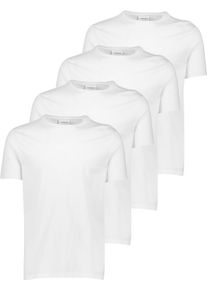 LINDBERGH Herren T-Shirt, weiß, casual, Gr. M, Single Jersey, Obermaterial: 100% Baumwolle, Shirts, mit Rundhalsausschnitt im 4-er Pack